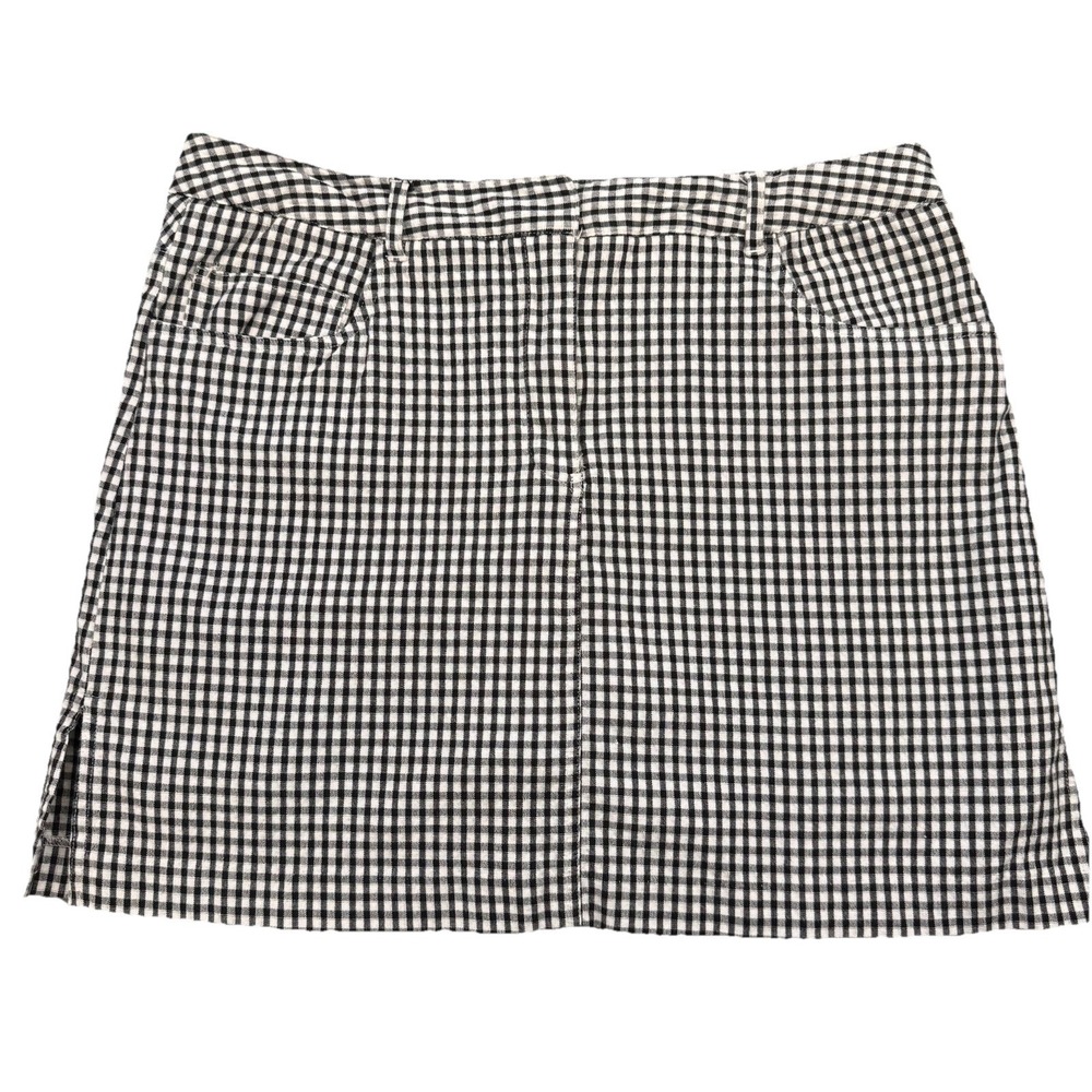 Bamboo Traders Skort Womens Size 14 Black White Gingham Golf Athletic